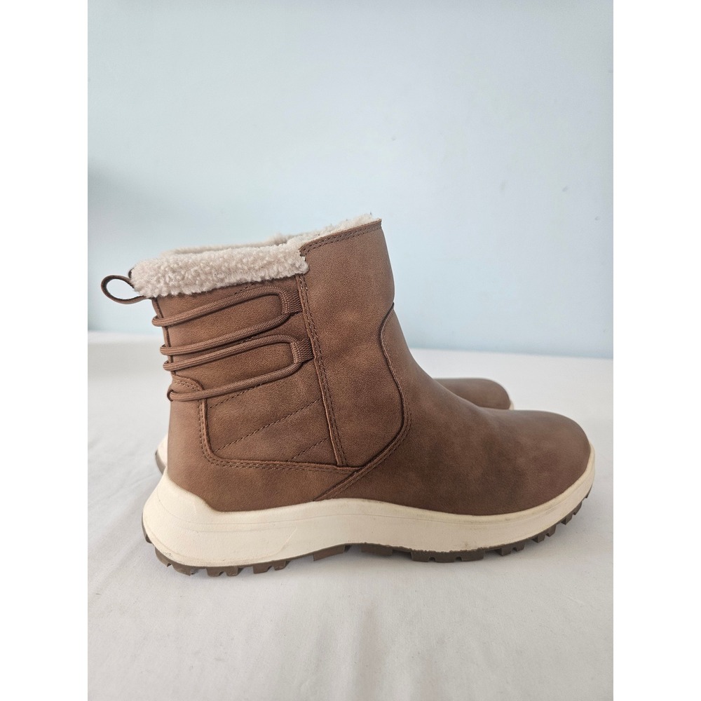 Winter Gorpcore Eddie Bauer Siren Boot Womens 8 Brown Faux Fur Lined Ankle Zip - Picture 9 of 9